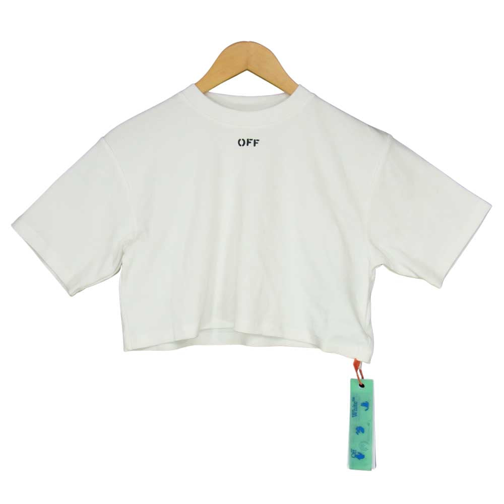 OFF-WHITE オフホワイト RIB CROPPED CASUAL TEE レディース クロップド Tシャツ ホワイト ホワイト系  S【新古品】【未使用】【中古】