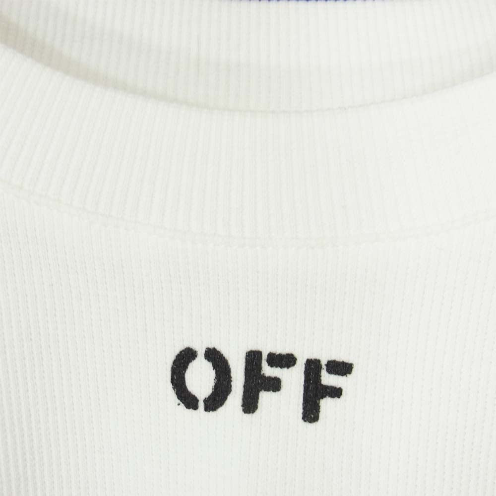 OFF-WHITE オフホワイト RIB CROPPED CASUAL TEE レディース クロップド Tシャツ ホワイト ホワイト系 S【新古品】【未使用】【中古】