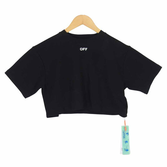 OFF-WHITE オフホワイト RIB CROPPED CASUAL TEE レディース クロップド Tシャツ ブラック ブラック系 M【新古品】【未使用】【中古】