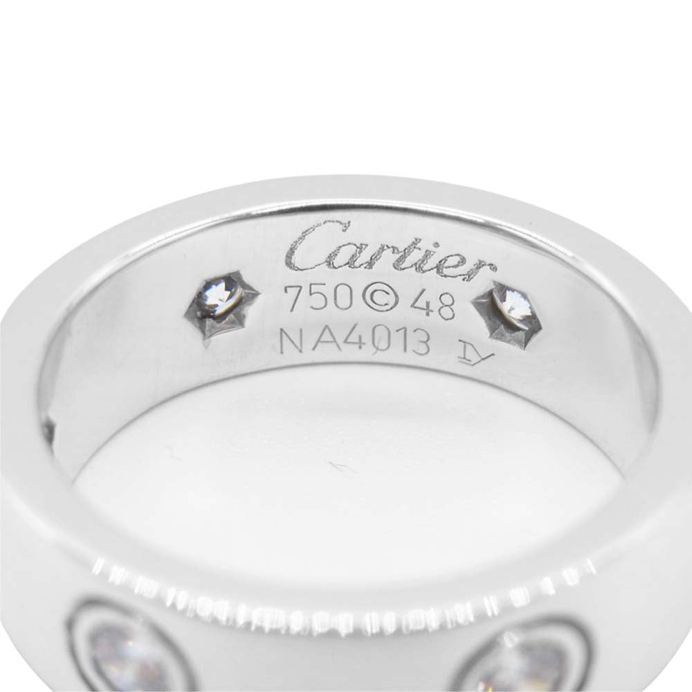 CARTIER カルティエ K18WG 750 フルダイヤ エタニティ ラブリング シルバー系 8号程度【極上美品】【中古】