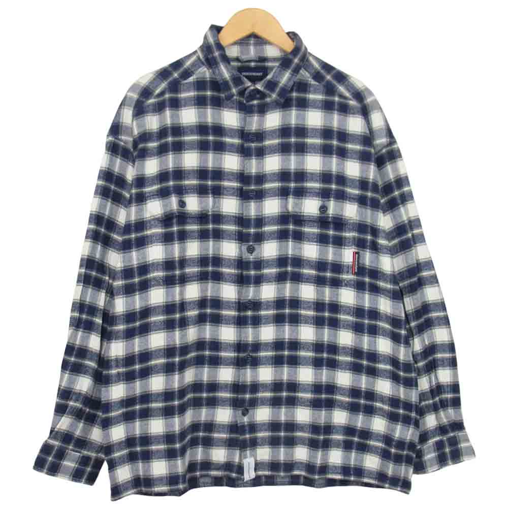 DESCENDANT ディセンダント Check Flannel shirt チェック ネル ネイビー系 3【中古】