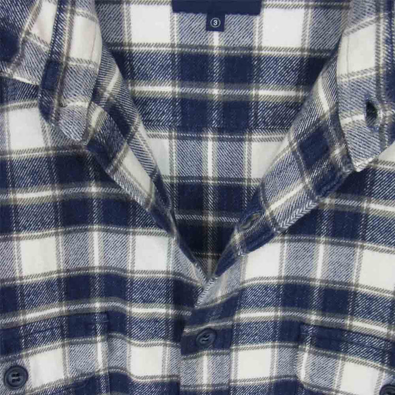 DESCENDANT ディセンダント Check Flannel shirt チェック ネル ネイビー系 3【中古】