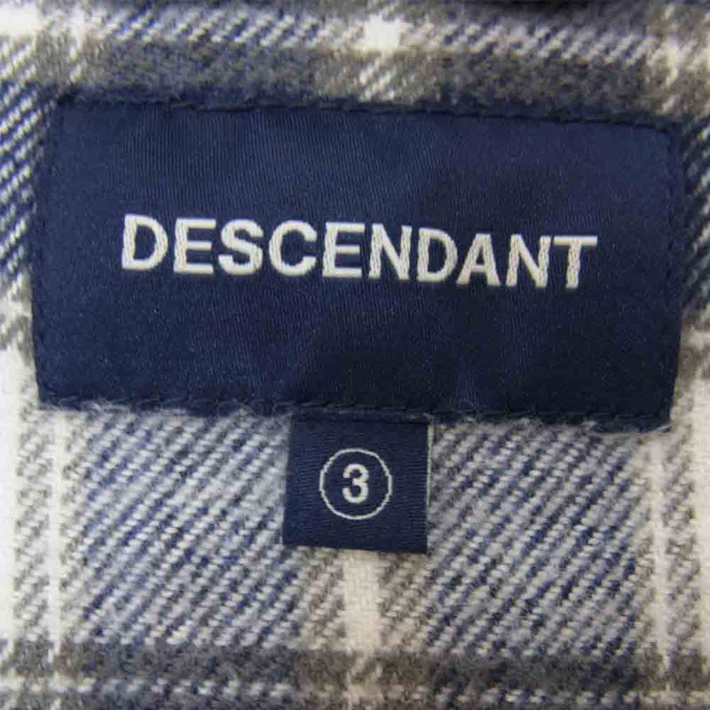 DESCENDANT ディセンダント Check Flannel shirt チェック ネル ネイビー系 3【中古】