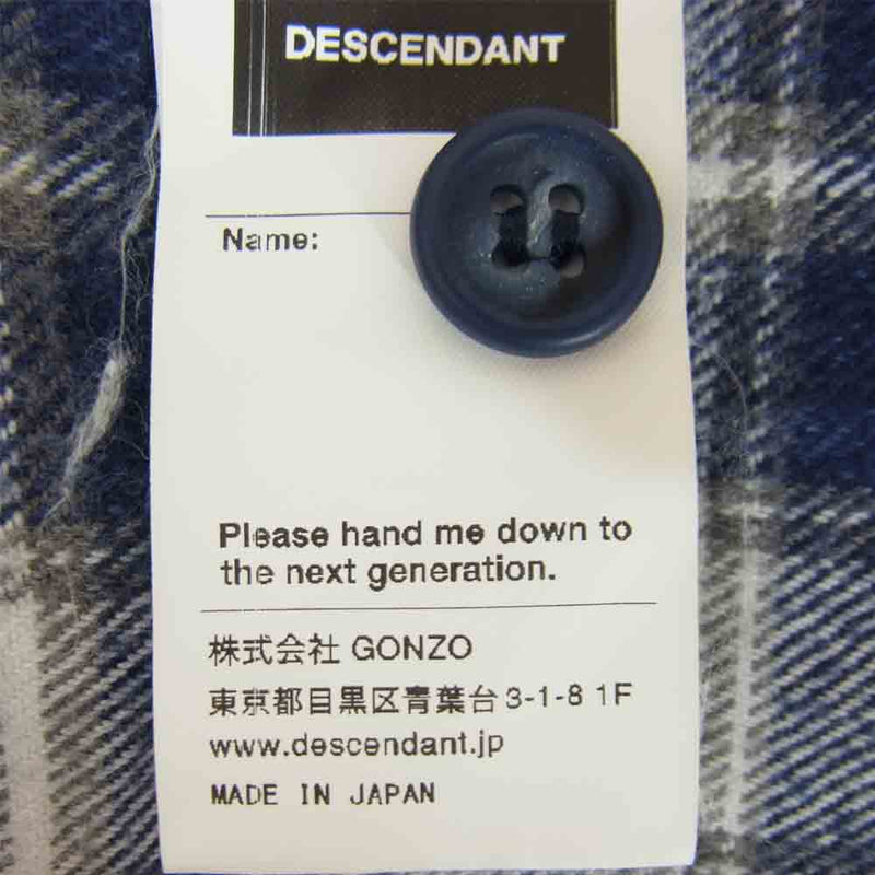 DESCENDANT ディセンダント Check Flannel shirt チェック ネル ネイビー系 3【中古】