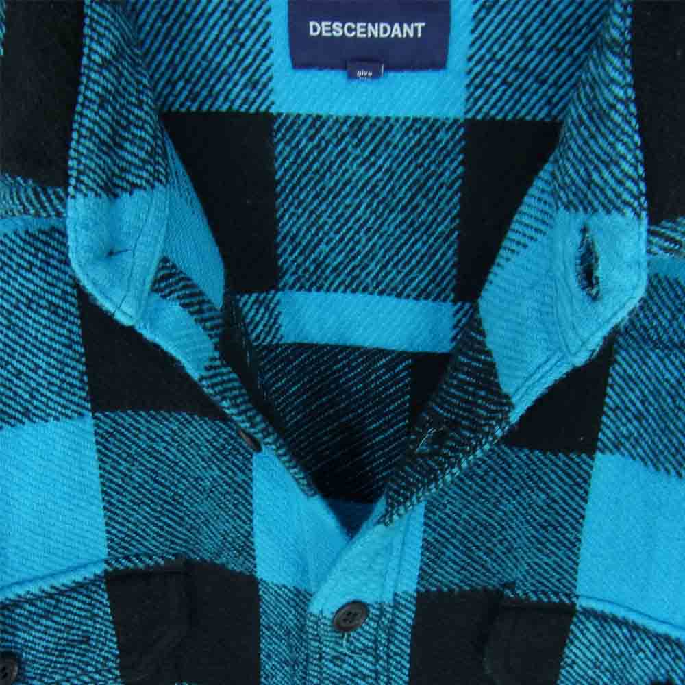 DESCENDANT ディセンダント 19AW vanning check ls shirt バッファロー チェック ヘビー ネル ブルー系 3【中古】