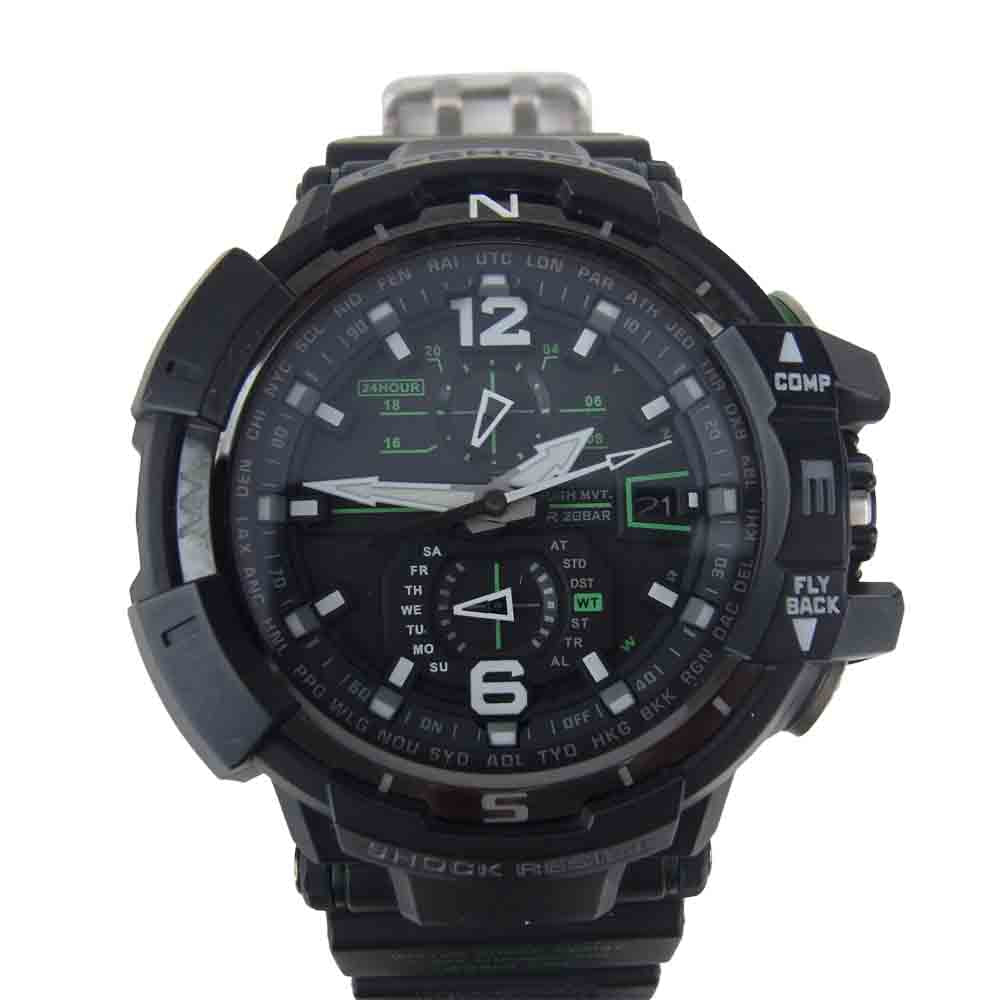 G-SHOCK ジーショック GW-A1100 SKY COCKPIT スカイコックピット 電波ソーラー アナログ 腕時計 ブラック系【中古】