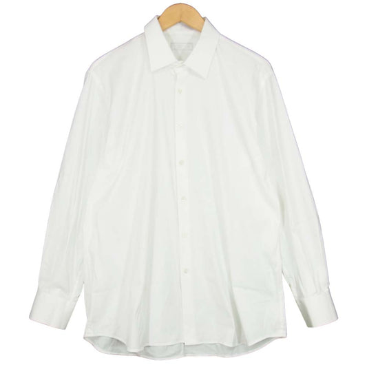 PRADA プラダ UCM608 F62 ストレッチ ポプリン スリムフィット シャツ ホワイト系 43【中古】