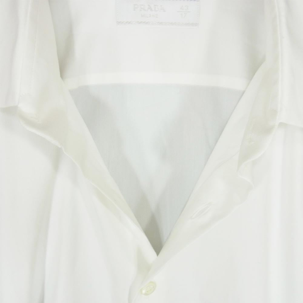PRADA プラダ UCM608 F62 ストレッチ ポプリン スリムフィット シャツ ホワイト系 43【中古】