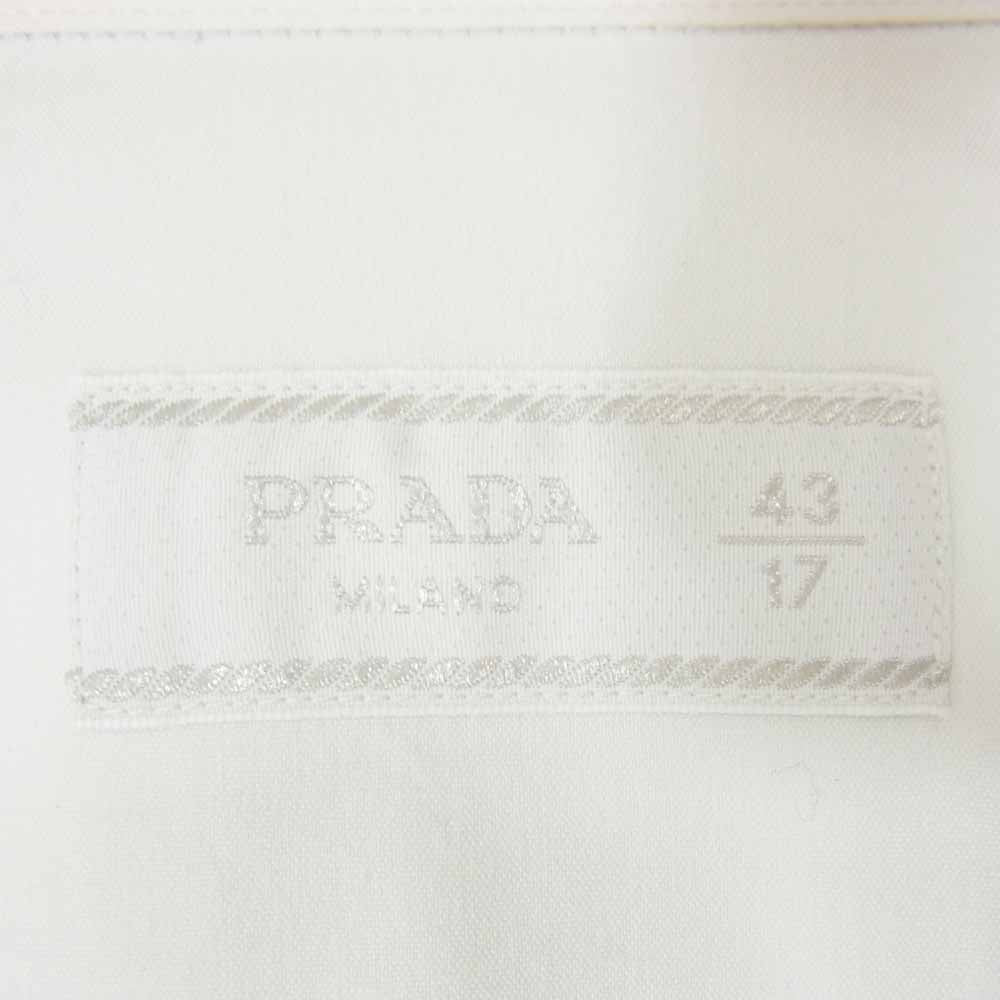 PRADA プラダ UCM608 F62 ストレッチ ポプリン スリムフィット シャツ ホワイト系 43【中古】