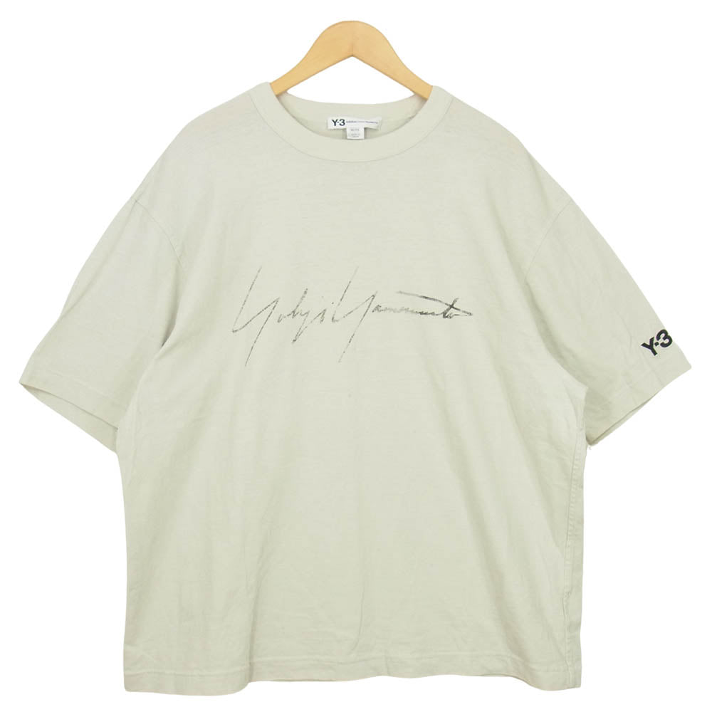 Yohji Yamamoto ヨウジヤマモト Y-3 ワイスリー FQ4115 M DISTRESSED SIGNATURE SS TEE ベージュ系 XL【美品】【中古】