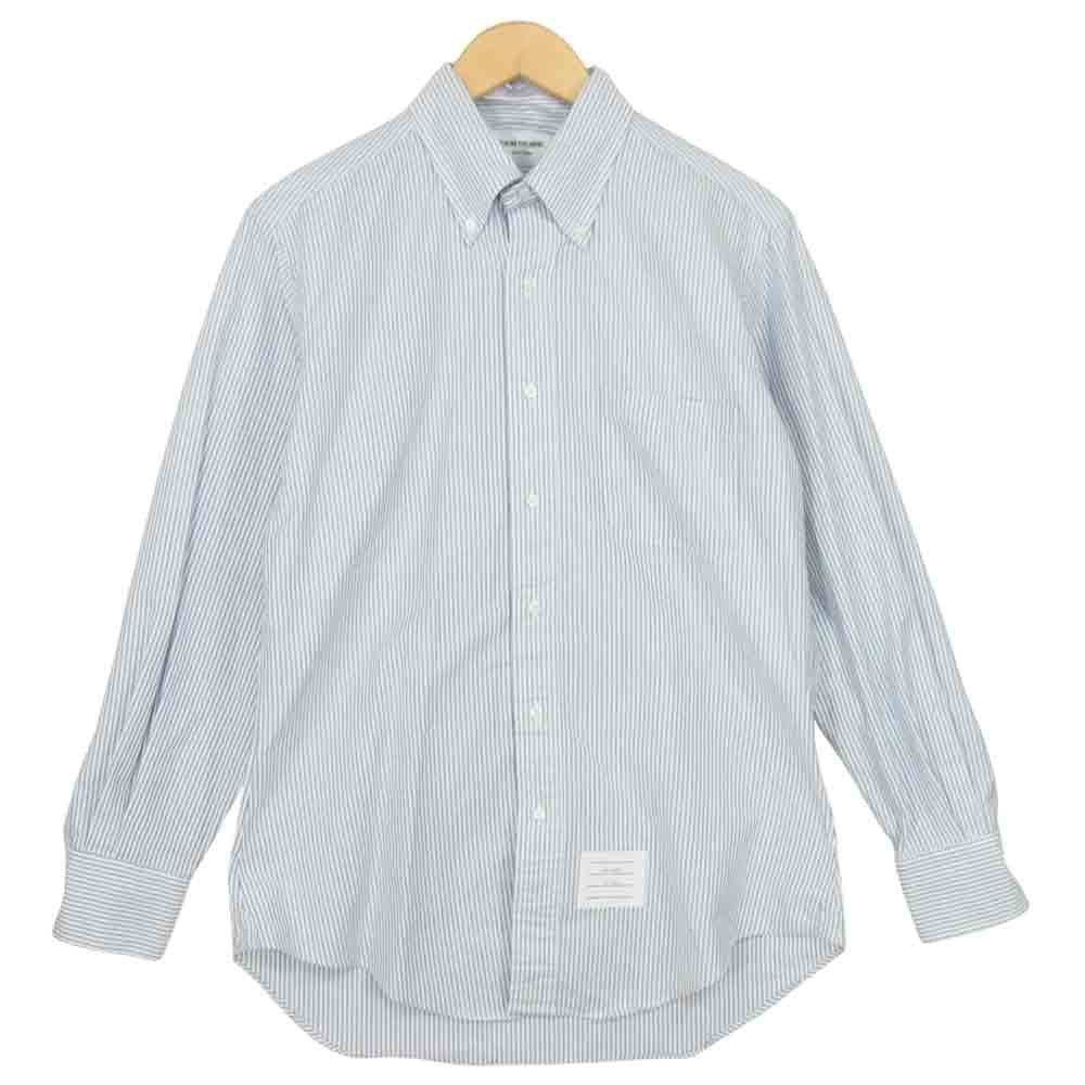 THOM BROWNE トムブラウン 国内正規品 ストライプ オックスフォード BD ボタンダウン L/S シャツ ブルー系 3【美品】【中古】
