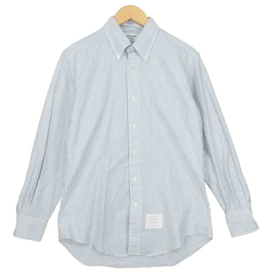 THOM BROWNE トムブラウン 国内正規品 ストライプ オックスフォード BD ボタンダウン L/S シャツ ブルー系 3【美品】【中古】