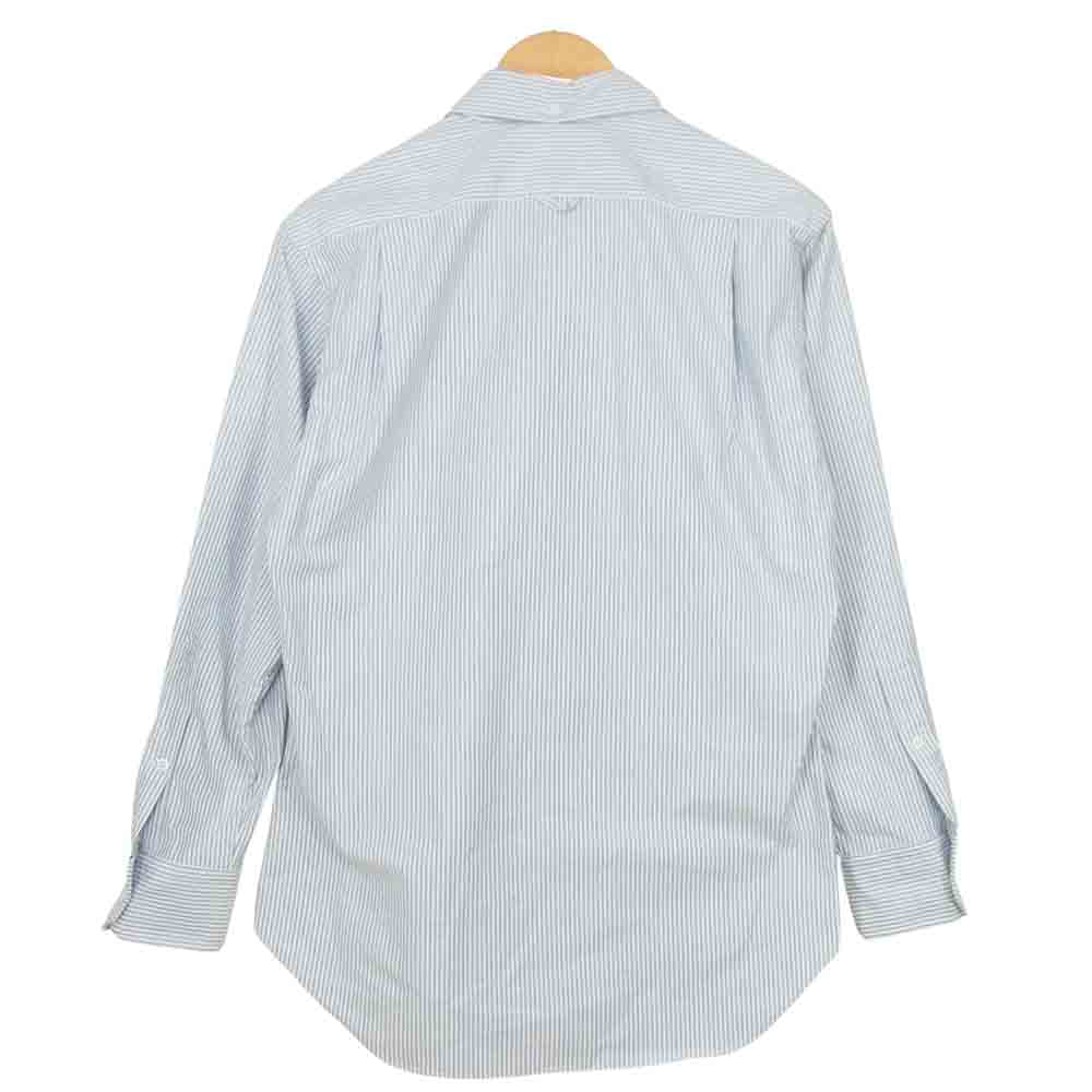 美品 トムブラウン THOM BROWNE シャツ ボタンダウンシャツ ロングスリーブ ストライプ コットン トップス メンズ 0(XS相当) ホワイト/ブルー