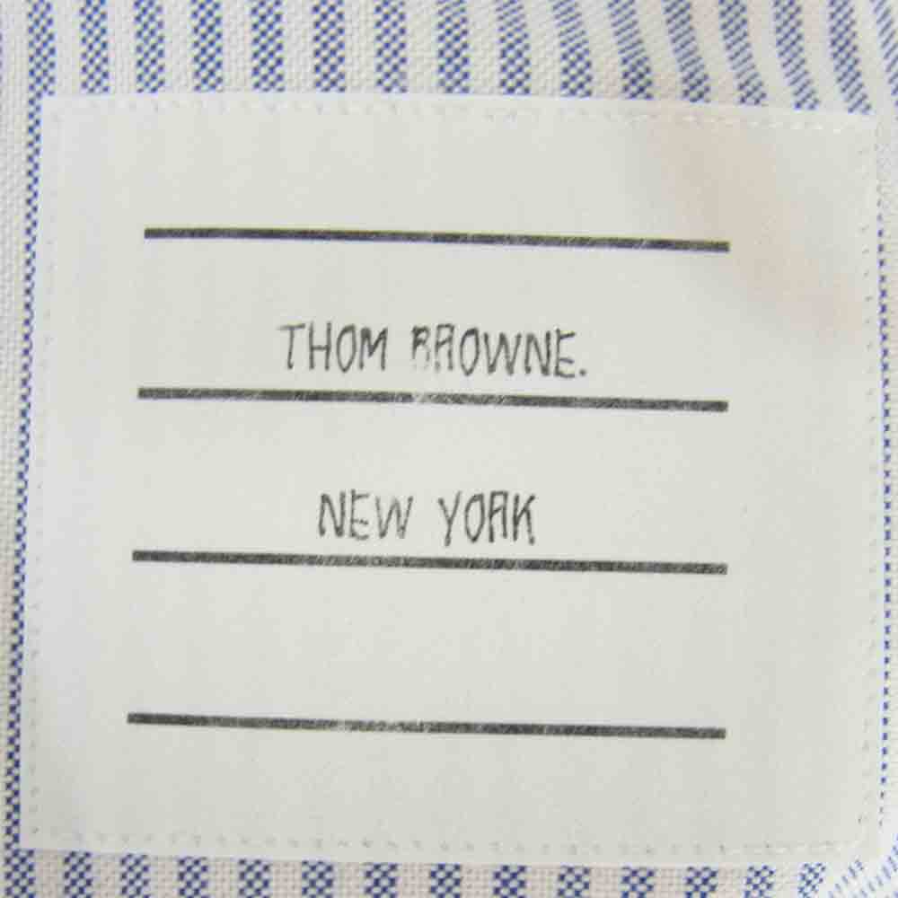THOM BROWNE トムブラウン 国内正規品 ストライプ オックスフォード BD ボタンダウン L/S シャツ ブルー系 3【美品】【中古】