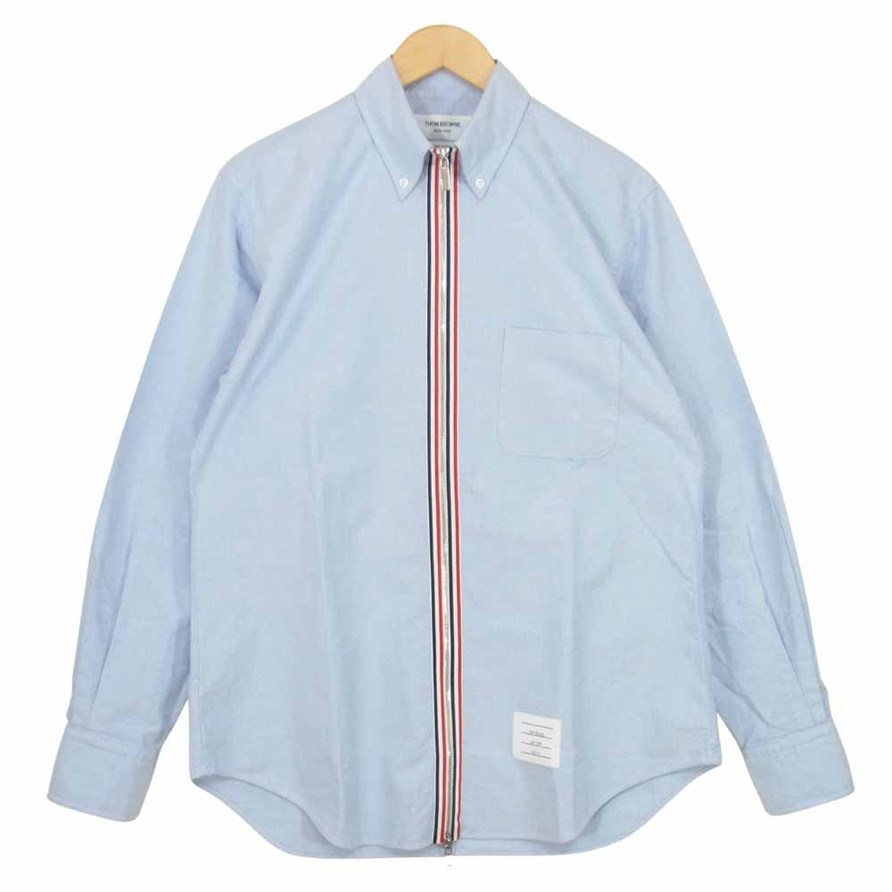 THOM BROWNE トムブラウン Zip Front Classic Classic Long Sleeve Point Shirt フロントジップ クラシック ポイント シャツ ブルー系 4【美品】【中古】