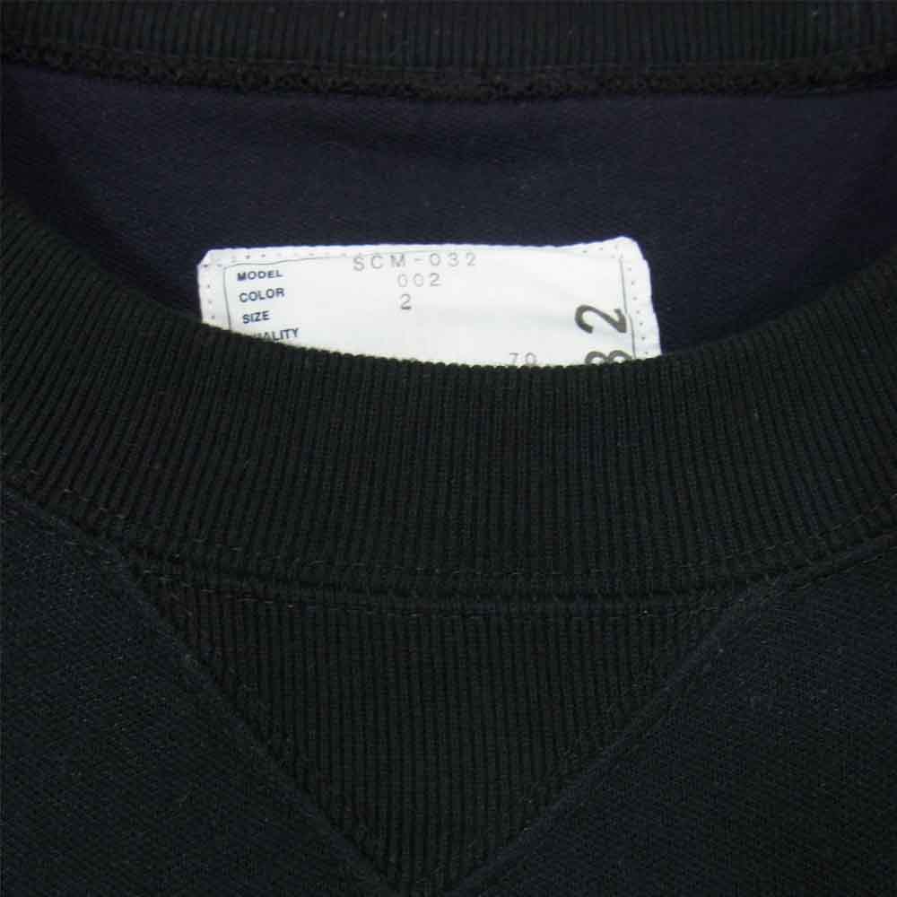 Sacai サカイ 19AW SCM-032 Sponge Sweat MA-1 Pullover 再構築 ドッキング スウェット ブラック系 2【中古】