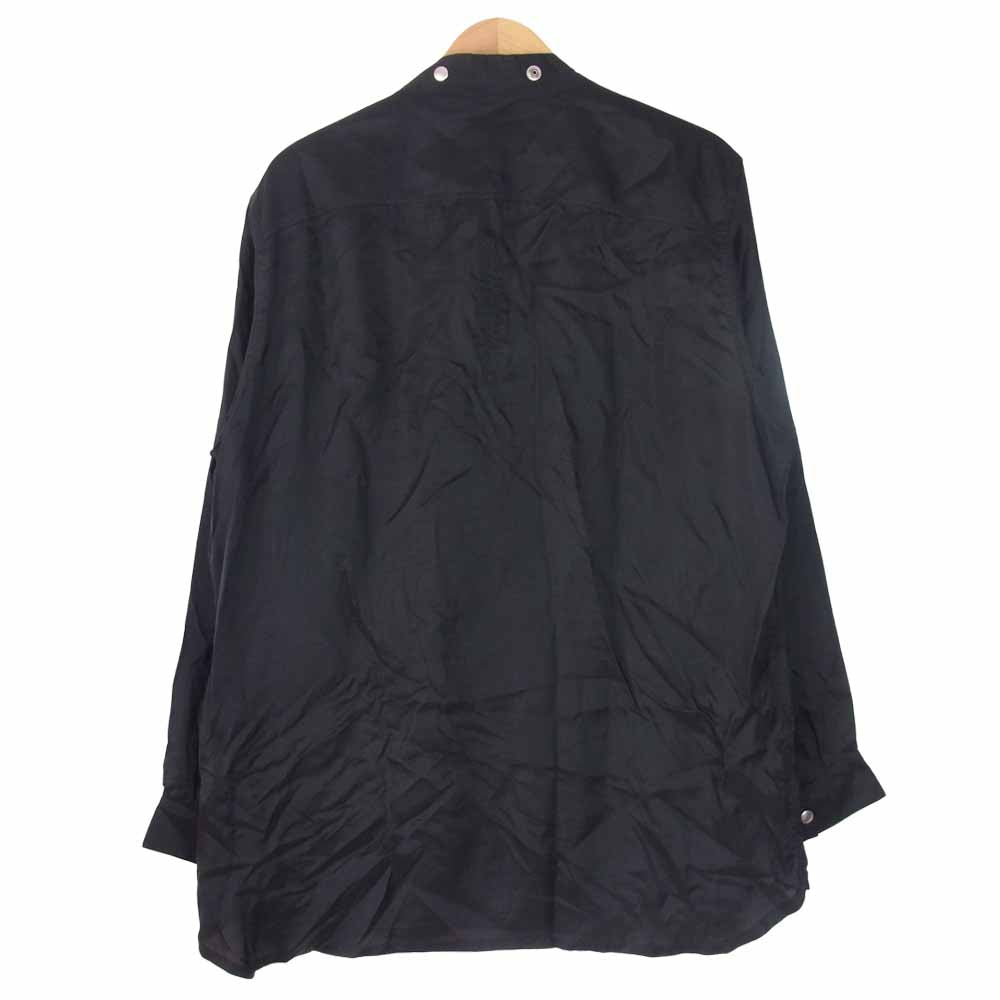Rick Owens リックオウエンス 20SS RR20S7287-J Larry Sheer Shirt スナップボタン キュプラ ノーカラー シャツ ジャケット ブラック系 US44【中古】