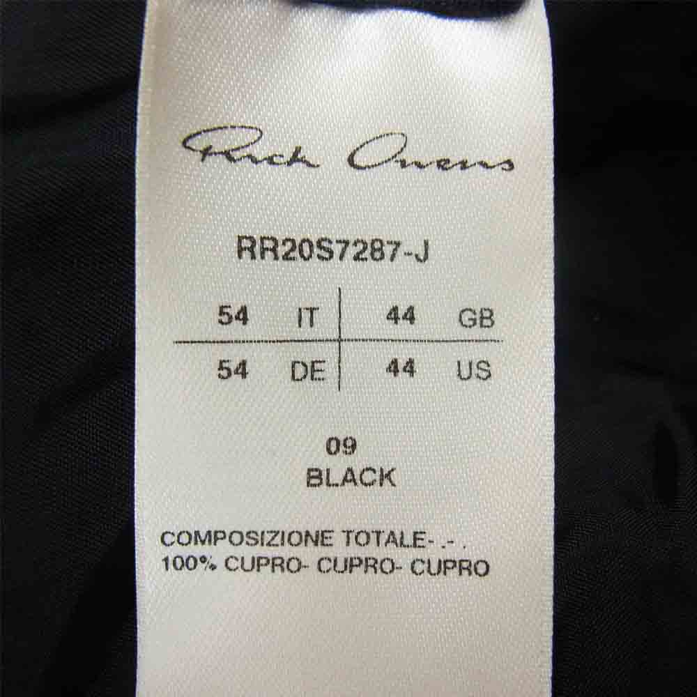 Rick Owens リックオウエンス 20SS RR20S7287-J Larry Sheer Shirt スナップボタン キュプラ ノーカラー シャツ ジャケット ブラック系 US44【中古】