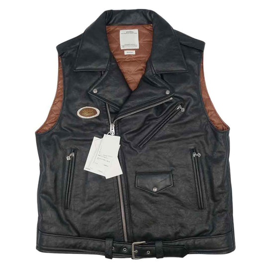 VISVIM ビズビム 21SS 0121105014002 STRABLER VEST IT IT VEG.C カウレザー ダブルライダース ベスト ブラック系 4【極上美品】【中古】