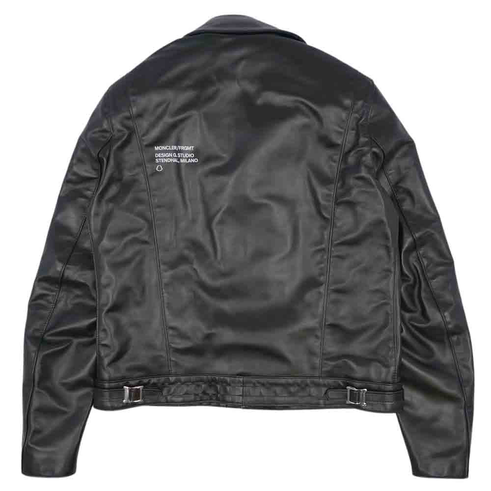 MONCLER モンクレール Lewis Leathers ルイスレザー Fragment Hiroshi Fujiwara フラグメント 21AW DWAYNE CYCLONE ドウェイン サイクロン ホースハイド ダブルライダース ブラック系 42【新古品】【未使用】【中古】