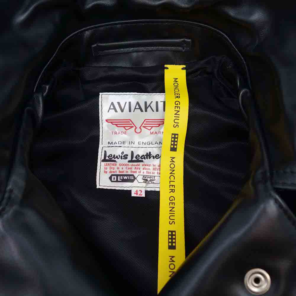 MONCLER モンクレール Lewis Leathers ルイスレザー Fragment Hiroshi Fujiwara フラグメント 21AW DWAYNE CYCLONE ドウェイン サイクロン ホースハイド ダブルライダース ブラック系 42【新古品】【未使用】【中古】