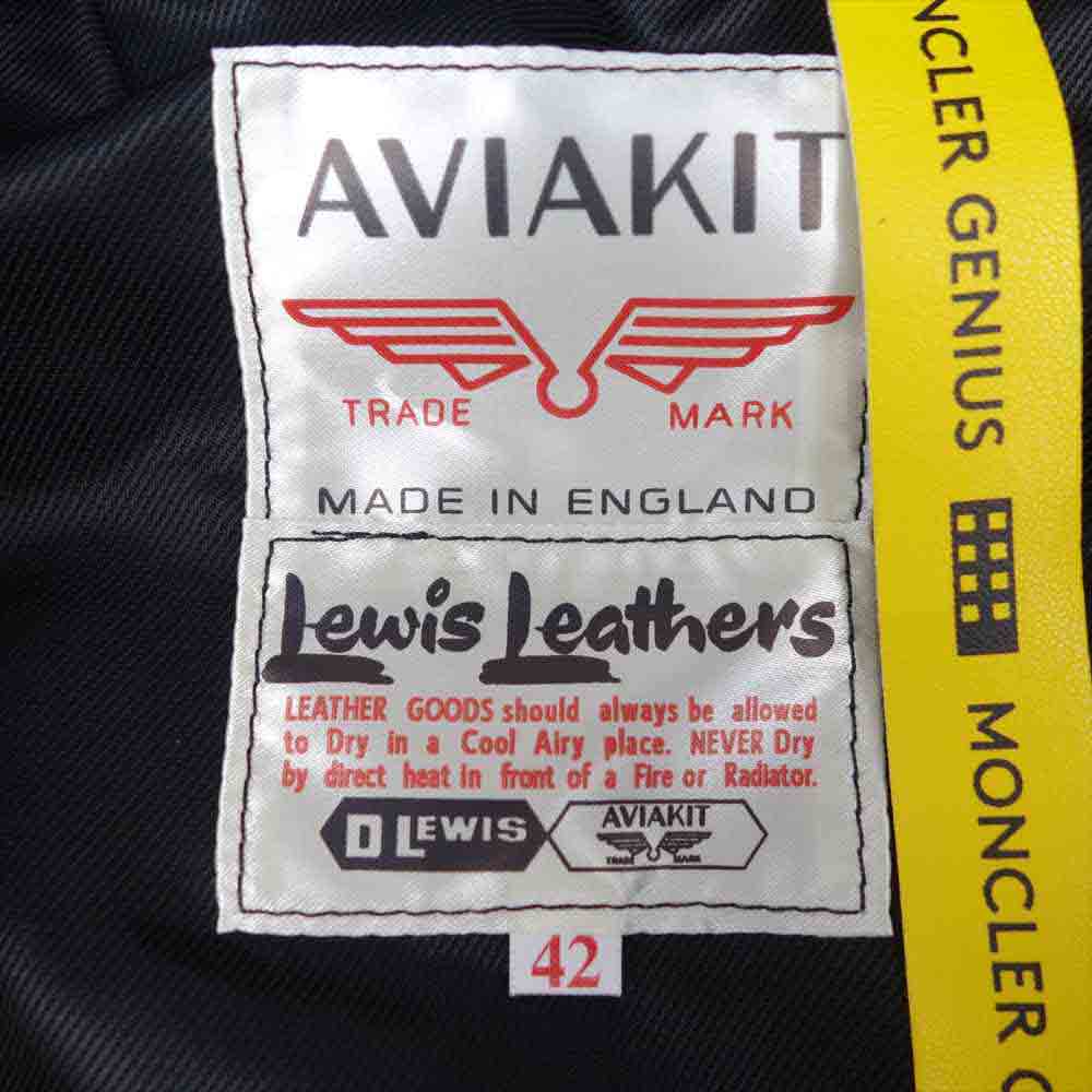 MONCLER モンクレール Lewis Leathers ルイスレザー Fragment Hiroshi Fujiwara フラグメント 21AW DWAYNE CYCLONE ドウェイン サイクロン ホースハイド ダブルライダース ブラック系 42【新古品】【未使用】【中古】