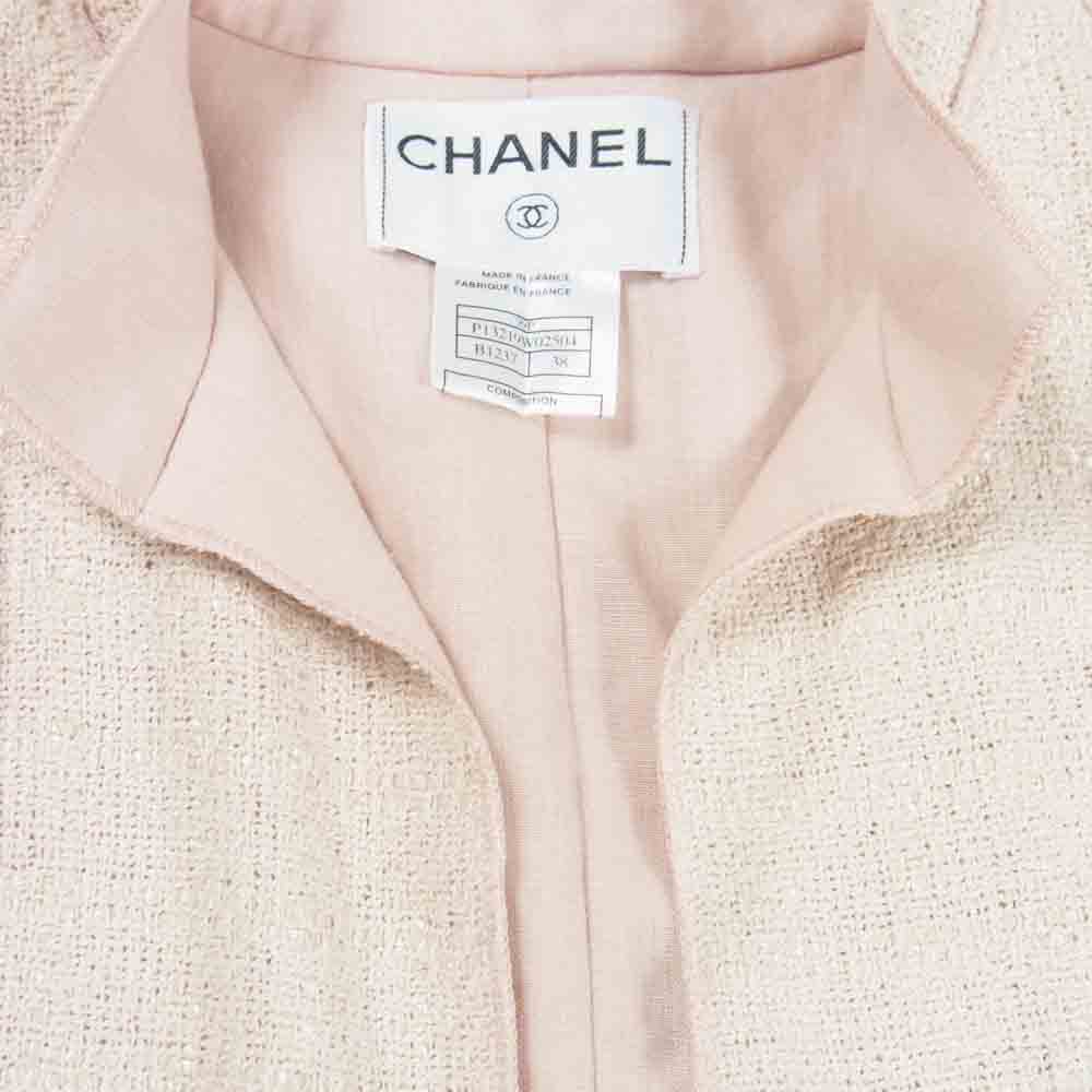 CHANEL シャネル P13219W02504 国内正規品 99P 仏製 ツイード CC刺繍 チェーン セットアップ ライトピンク系 38【中古】