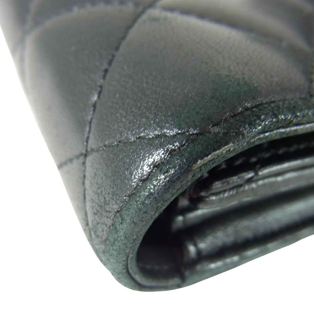 CHANEL シャネル AP0241 マトラッセ ココマーク キルティング 長財布 ブラック系【中古】