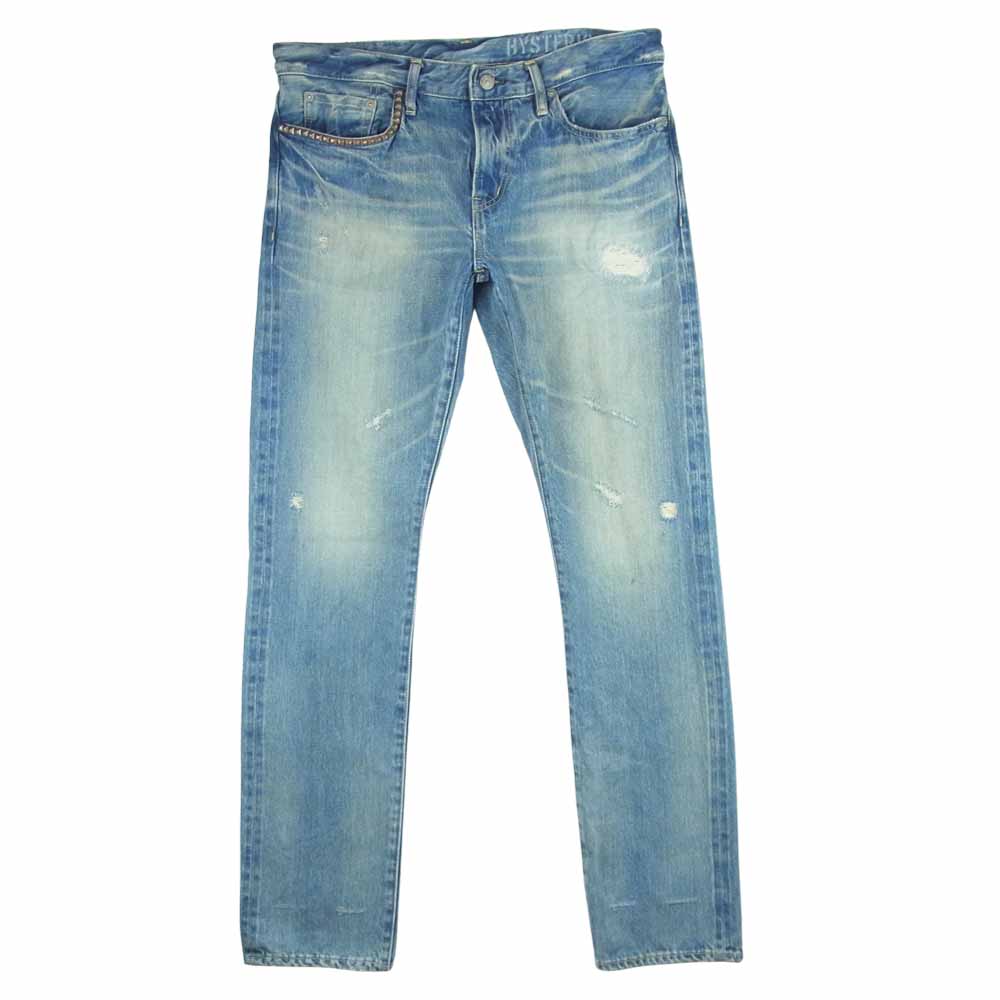 HYSTERIC GLAMOUR ヒステリックグラマー 19SS 02191AP20 RW CLASH加工 デニム ストレート パンツ インディゴブルー系 34inch【中古】