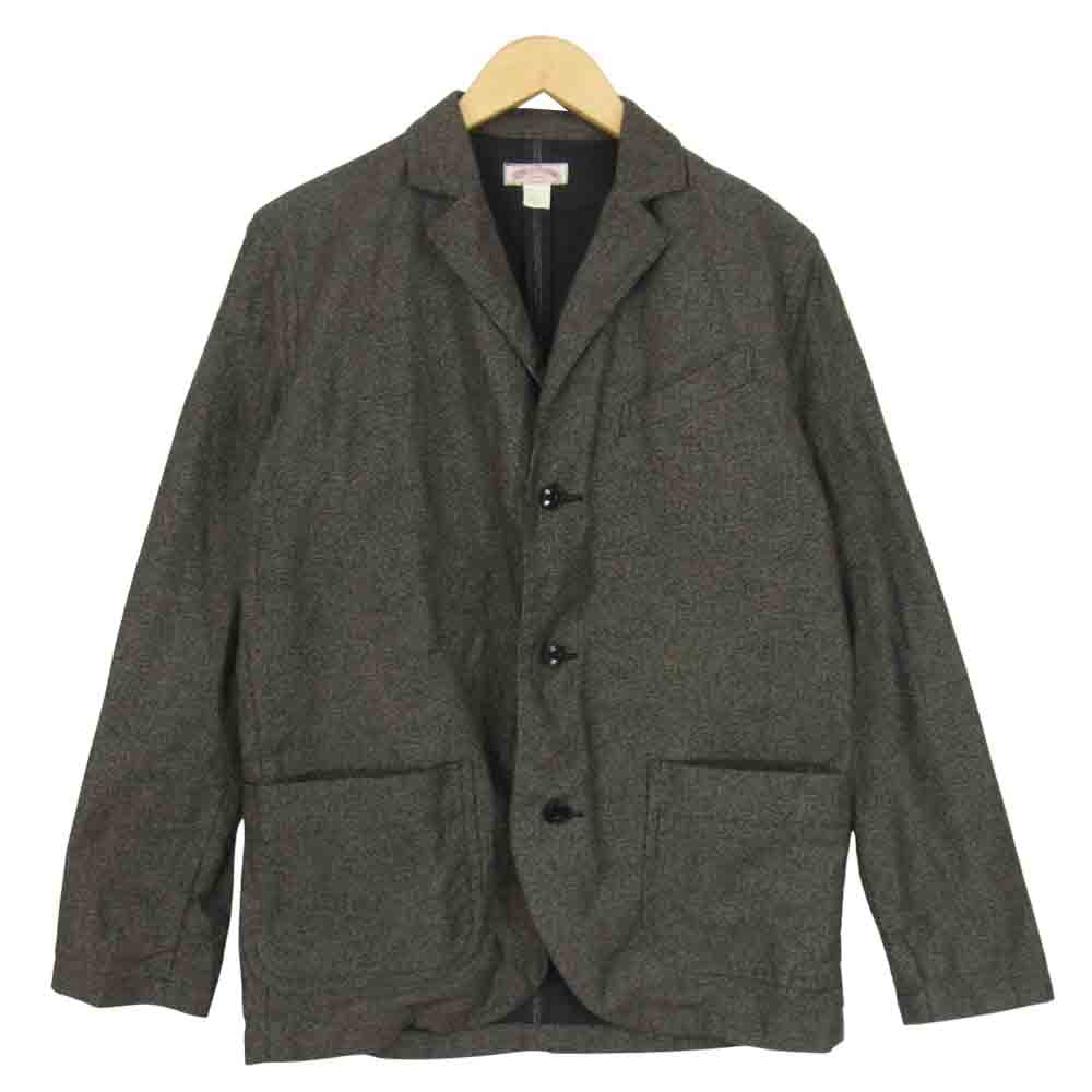 The REAL McCOY'S ザリアルマッコイズ DOUBLE DIAMOND ダブルダイヤモンド 抜染プリント ストライプ サックコート ワーク ブラック系 40【美品】【中古】