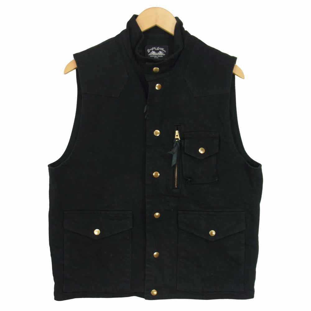 LANGLITZ LEATHERS ラングリッツレザーズ 日本製 B.D Riding Vest 13oz ブラックデニム ライディング ブラック系 L【中古】