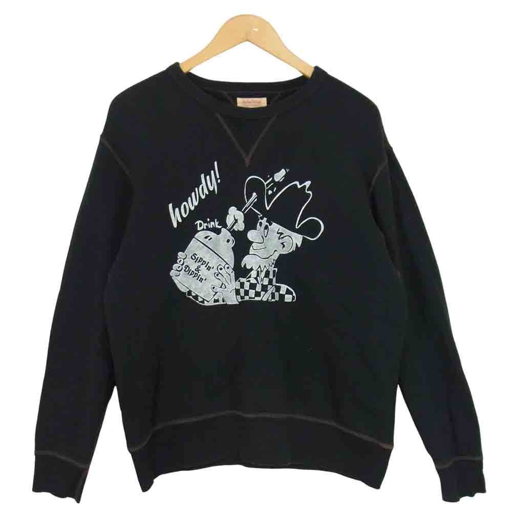 The REAL McCOY'S ザリアルマッコイズ LOOP WHEEL SWEATSHIRT HOWDY フロッキー プリント 吊編み ブラック系 L【中古】