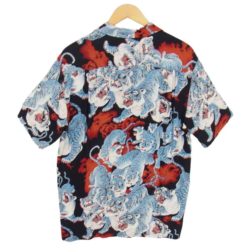 The REAL McCOY'S ザリアルマッコイズ MS18002 専用木箱付属 百虎 HAWAIIAN SHIRT HYAKU-TORA アロハ ブルー系 L【美品】【中古】