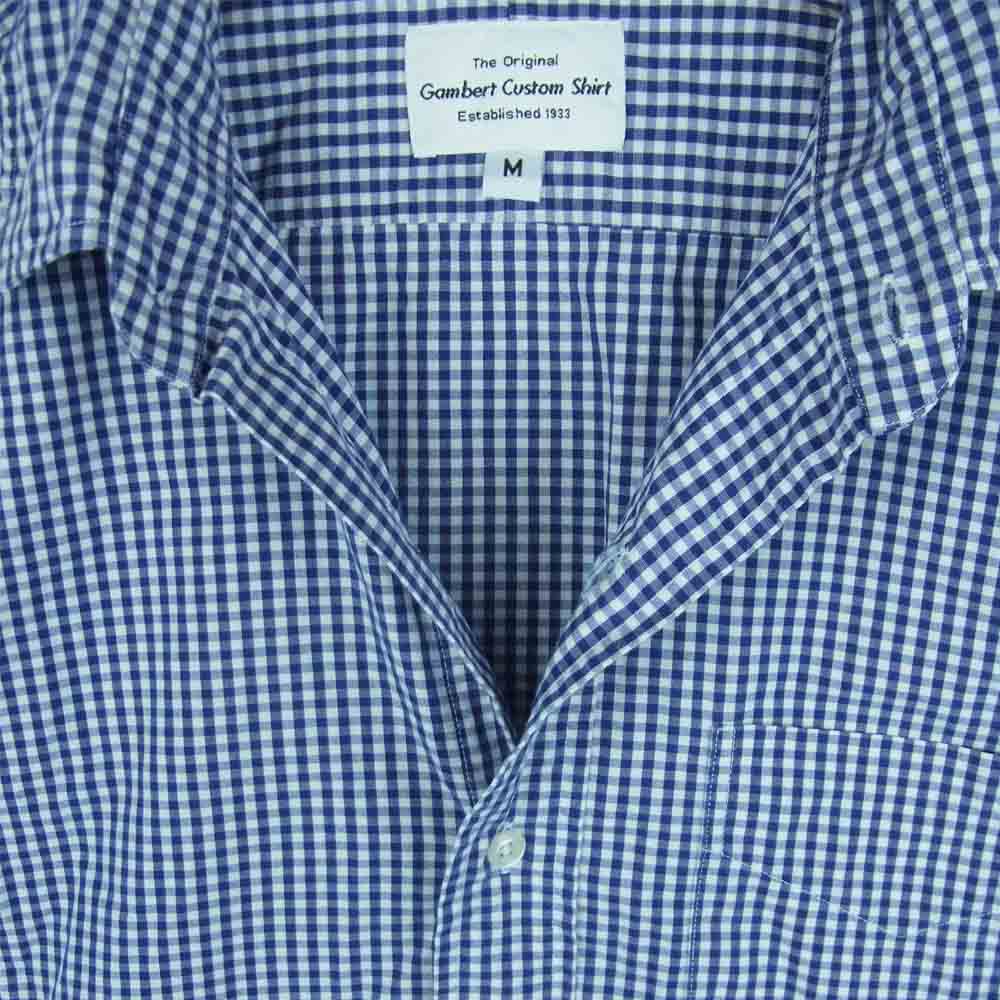 ユニバーサルプロダクツ GAMBERT CUSTOM SHIRT ギャンバードカスタムシャツ 別注 コットン ギンガム チェック 長袖 シャツ アメリカ製 ブルー系 ホワイト系 M【中古】