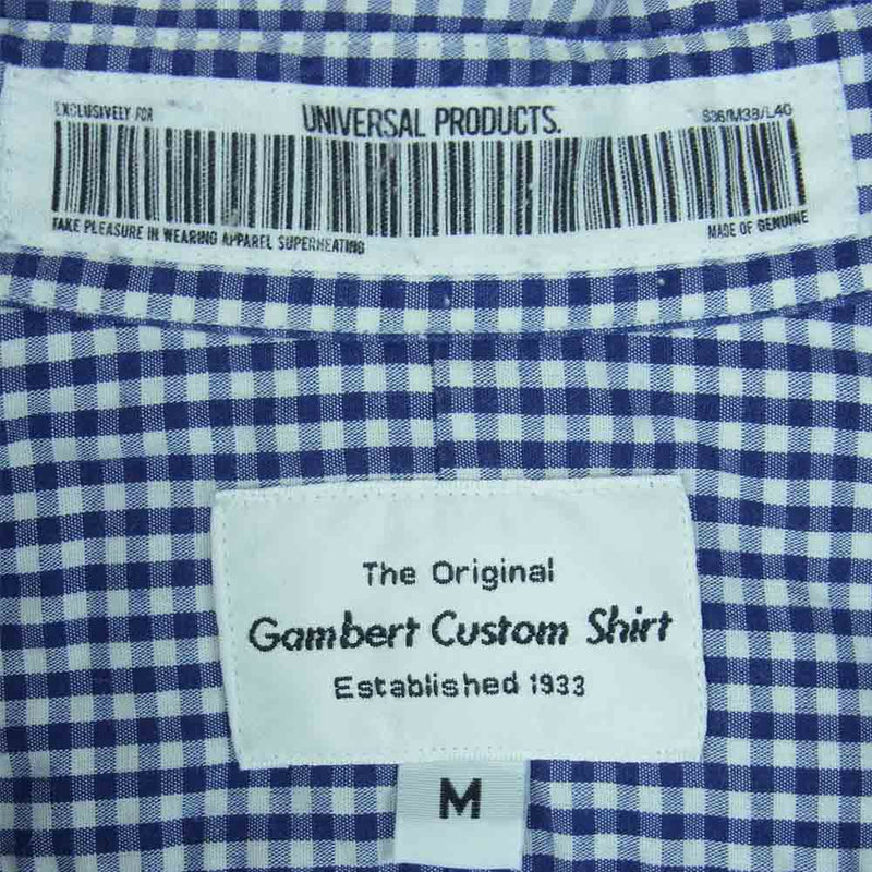 ユニバーサルプロダクツ GAMBERT CUSTOM SHIRT ギャンバードカスタムシャツ 別注 コットン ギンガム チェック 長袖 シャツ アメリカ製 ブルー系 ホワイト系 M【中古】