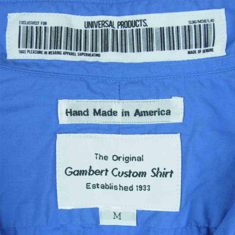 ユニバーサルプロダクツ GAMBERT CUSTOM SHIRT ギャンバードカスタムシャツ 別注 コットン 長袖 シャツ アメリカ製 ブルー系 M【中古】