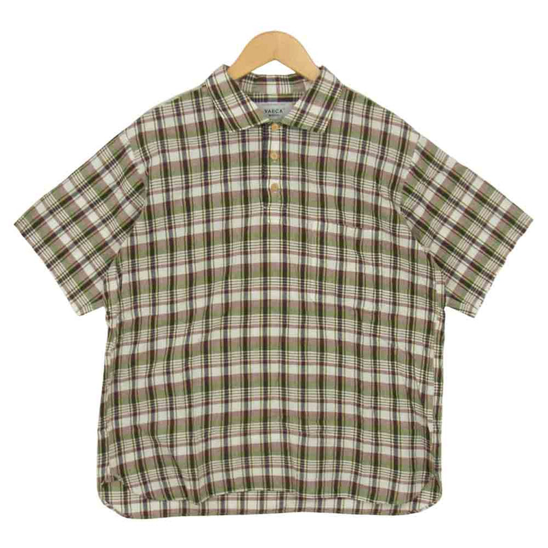 YAECA ヤエカ 41114 BUTTON SHIRT PO S/S マドラスチェック プルオーバー 半袖 シャツ ブラウン系 S【美品】【中古】