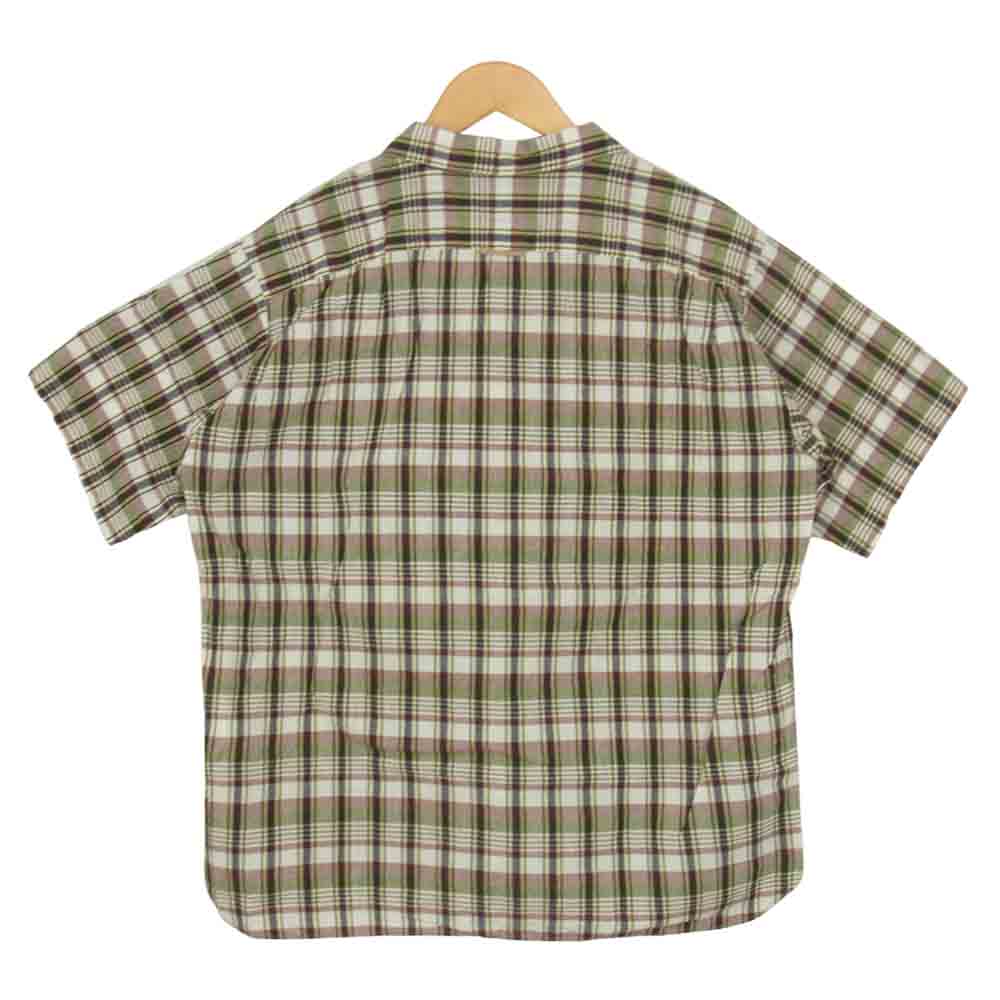 YAECA ヤエカ 41114 BUTTON SHIRT PO S/S マドラスチェック プルオーバー 半袖 シャツ ブラウン系 S【美品】【中古】