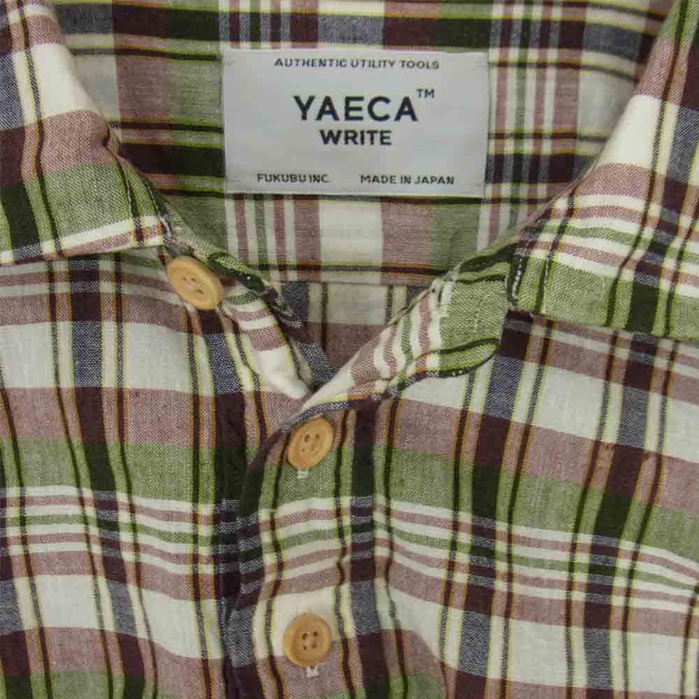 YAECA ヤエカ 41114 BUTTON SHIRT PO S/S マドラスチェック プルオーバー 半袖 シャツ ブラウン系 S【美品】【中古】