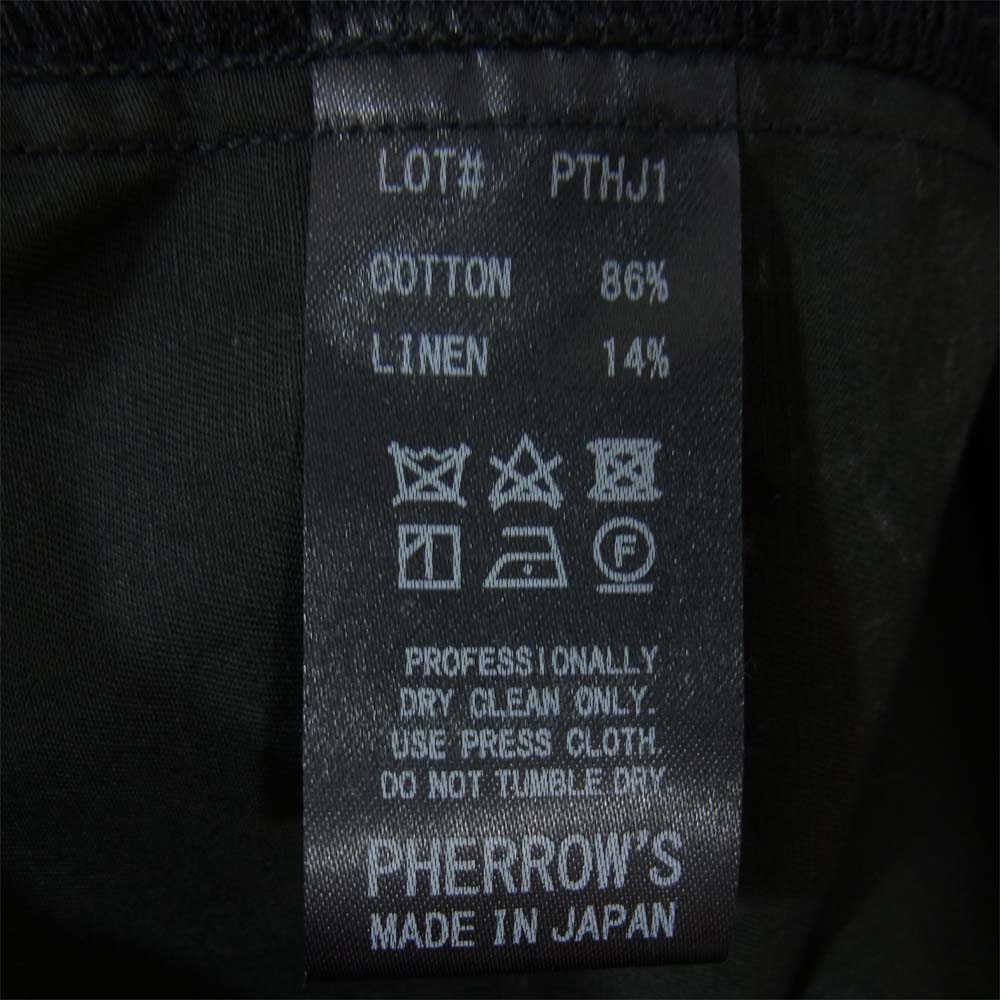 Pherrow's フェローズ PTHJ1 HUNTING JACKET TWILL ハンティングジャケット コットン リネンツイル ワーク  ブラック系 40【中古】