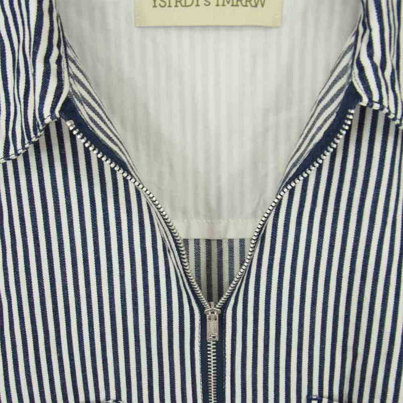 イエスタデイズトゥモロウ 21SS YT-S0801 PRAIRIE HZ SHIRT HICKORY STRIPE ハーフジップ ヒッコリー シャツ ストライプ ペイント ネイビー系 L【中古】