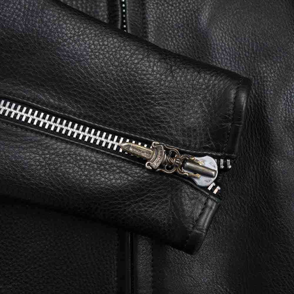 CHROME HEARTS クロムハーツ（原本有） RACING2 レーシング2 ダガージップ シングル ライダース ジャケット  ブラック系 XS【中古】