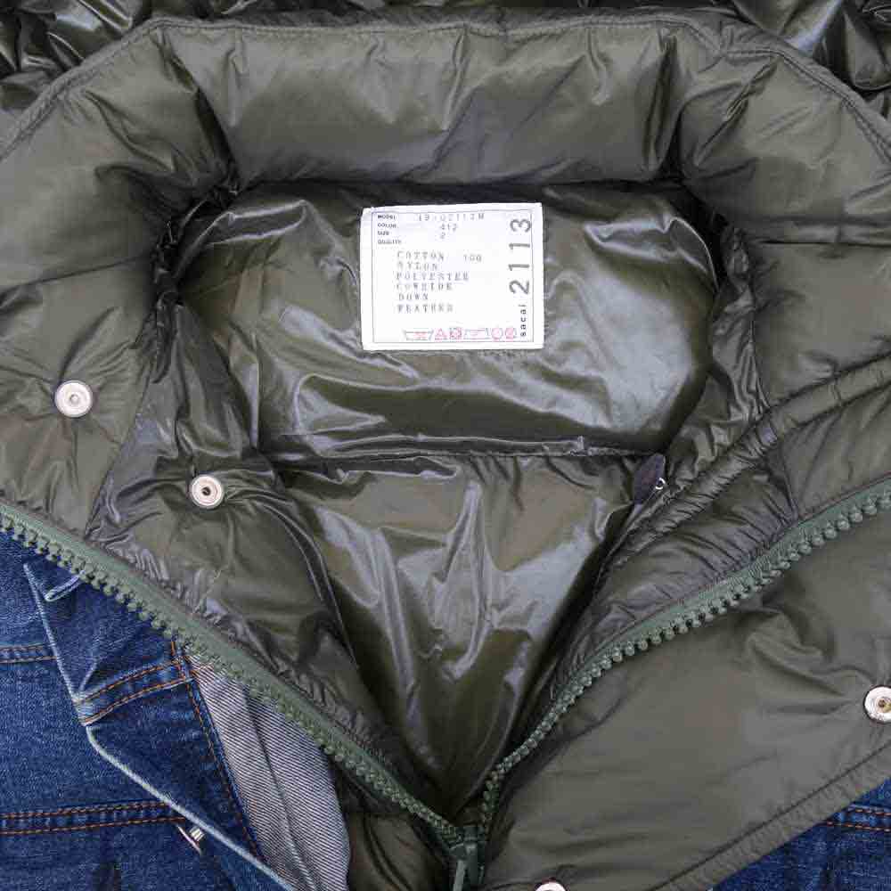 Sacai サカイ 19AW 19-02113M DENIM DOWN JACKET デニム ダウン ジャケット インディゴブルー系 2【極上美品】【中古】