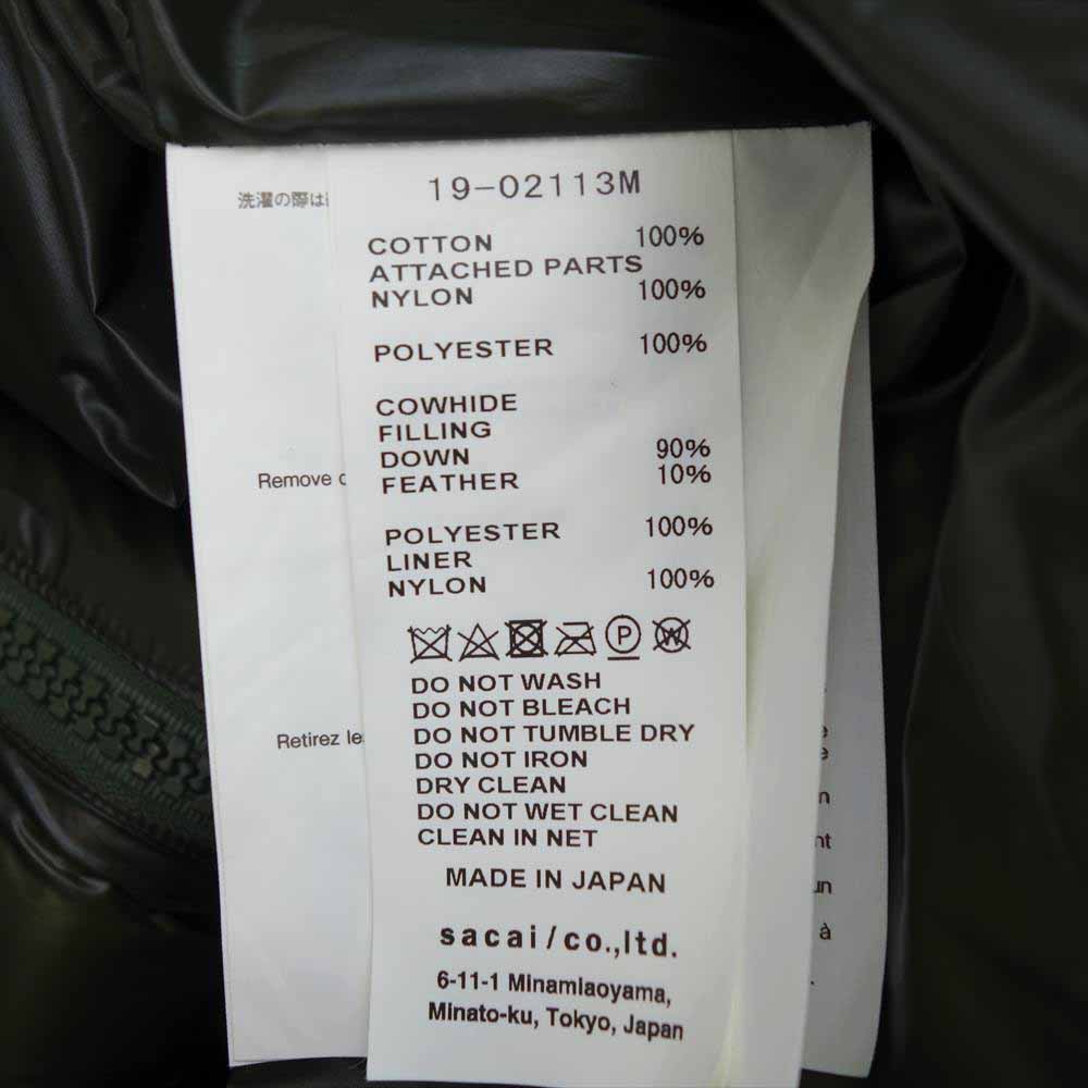 Sacai サカイ 19AW 19-02113M DENIM DOWN JACKET デニム ダウン ジャケット インディゴブルー系 2【極上美品】【中古】