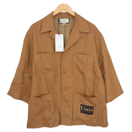 GUCCI グッチ  Z736B 国内正規品 ビスコース シャツ ブラウン系 48【極上美品】【中古】