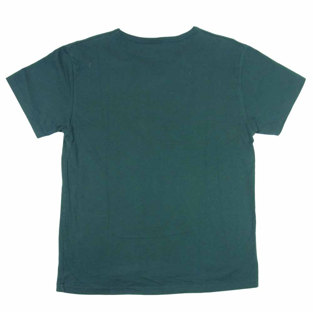 CALEE キャリー Vネック Tシャツ 日本製 コットン 裾プリント 半袖 ハーフスリーブ ダークグリーン系 M【中古】