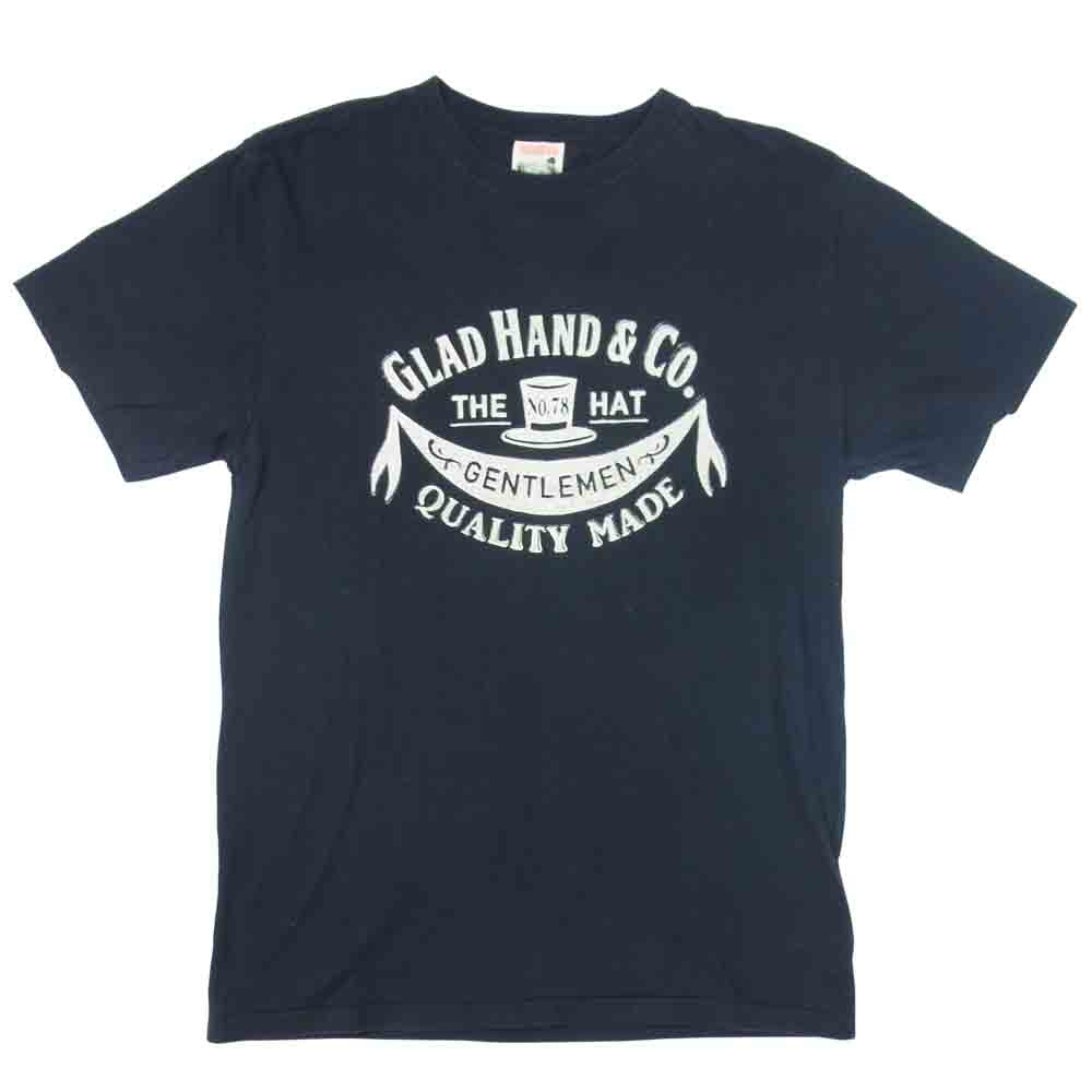GLADHAND & Co. グラッドハンド ハット ロゴ プリント Tシャツ 半袖 ハーフスリーブ ブラック系 M【中古】