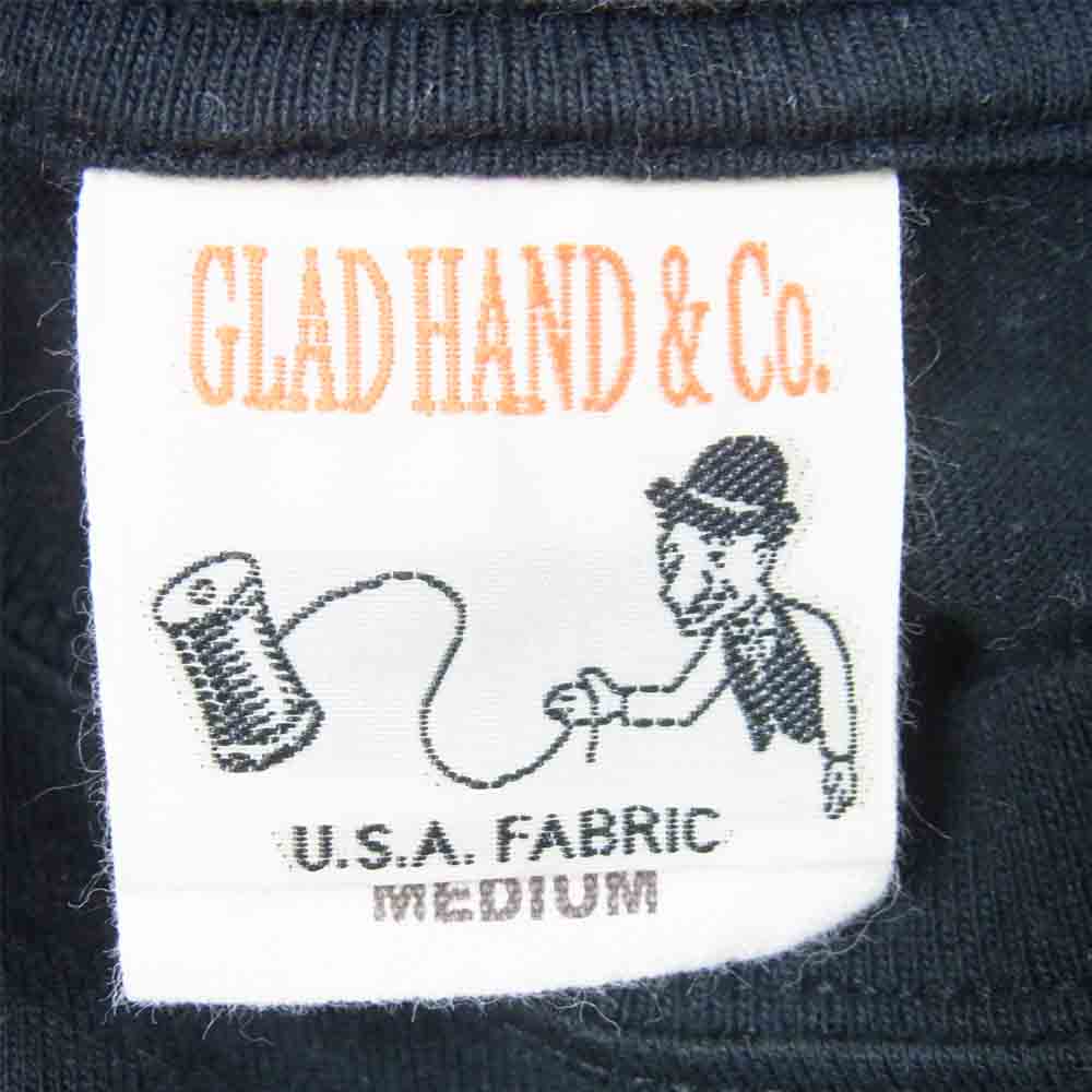 GLADHAND & Co. グラッドハンド ハット ロゴ プリント Tシャツ 半袖 ハーフスリーブ ブラック系 M【中古】