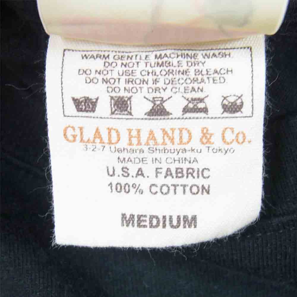 GLADHAND & Co. グラッドハンド ハット ロゴ プリント Tシャツ 半袖 ハーフスリーブ ブラック系 M【中古】