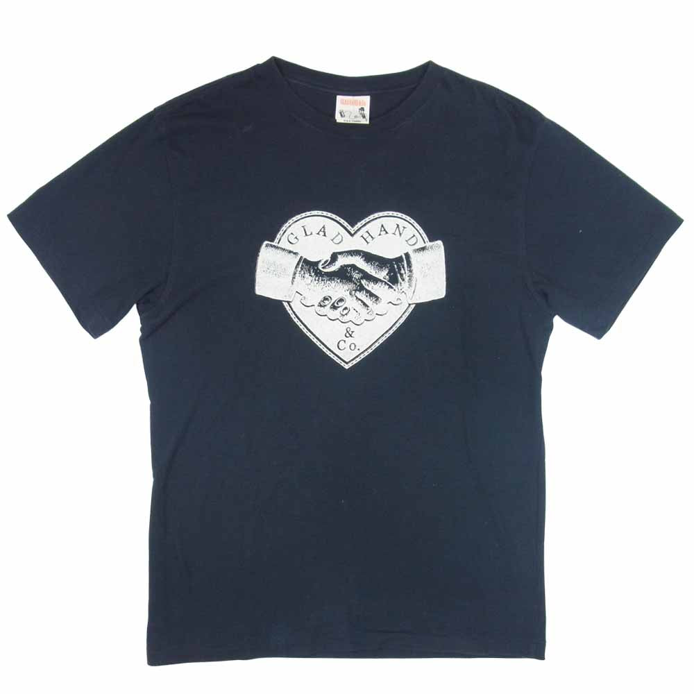 GLADHAND & Co. グラッドハンド ハート ロゴ プリント Tシャツ 半袖 コットン ブラック系 M【中古】